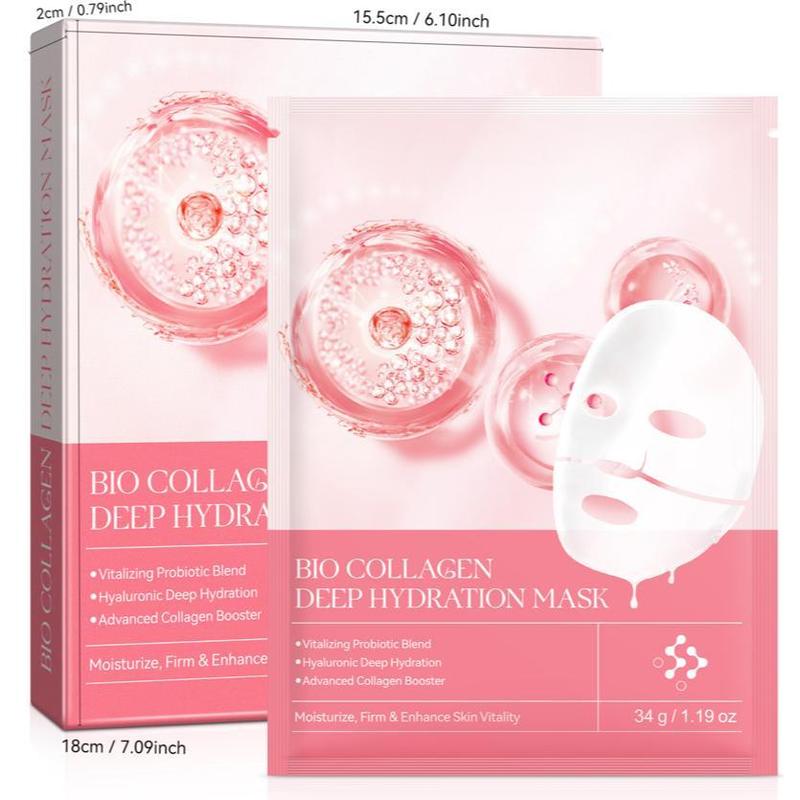 Collagen Deep Hydration Mask, 1 2 Boxes (4 Counts box) Moisturizing Facial Mask, Smoothes Wrinkles Facial Mask, Face Care Product for Women & Men