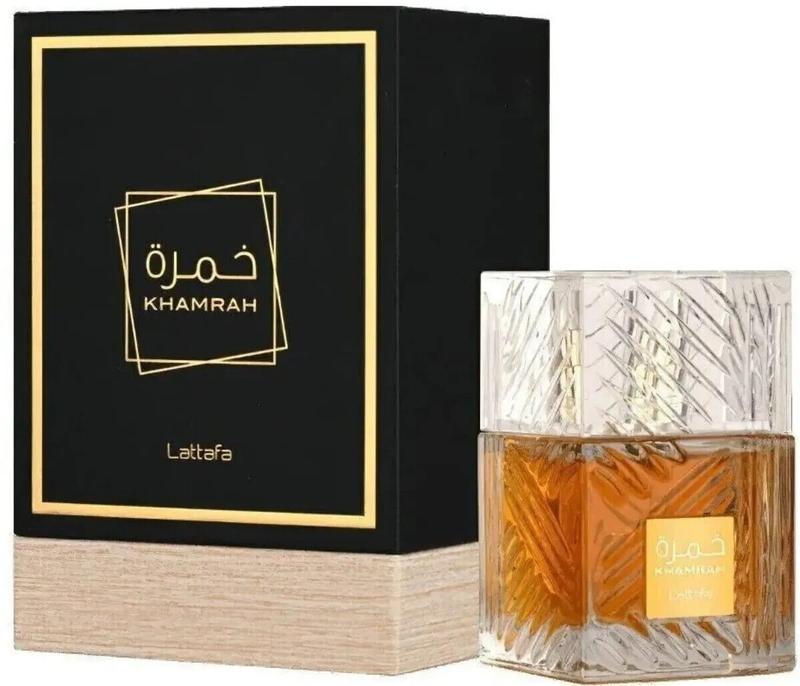 (3pc Gift Set) Khamrah by Lattafa 3.4oz EDP + 300ml Air Freshener + 6.8oz Body Spray