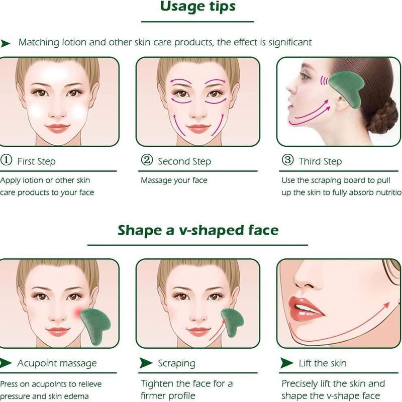 Manual Face Massager, Comfort Imitation Jade Gua Sha Stone for Scraping & Lifting, Skincare Gift