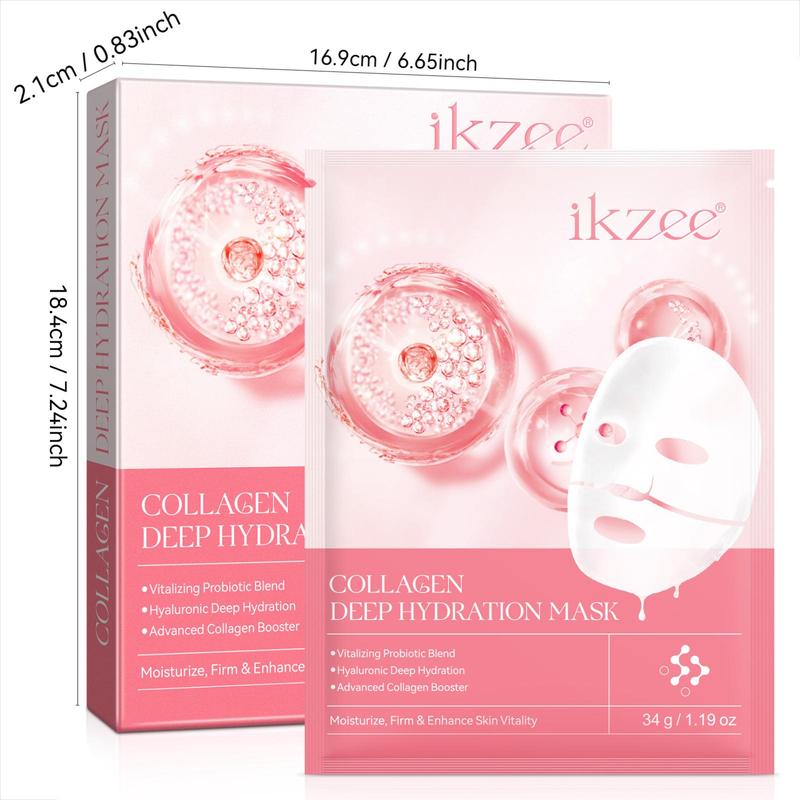 Collagen Facial Mask, 4 Counts box Deep Hydrating & Nourishing Facial Mask, Gentle & Soothing Facial Skin Care Kit for Women, Christmas Gift