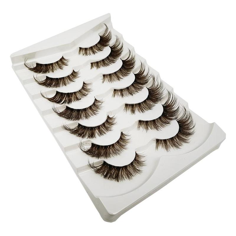 8D Fluffy False Eyelashes for Eyelashes Extensions, Wispy Transparent Stem Brown Faux Cluster Lashes, Eyelashes Extensions, Natural Curling Eye Makeup Strip Lashes for Women & Girls Eye Extensions, Christmas Gift