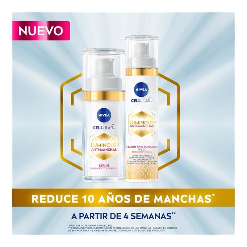 NIVEA LUMINOUS 630 ANTI-STAIN FLUID SPF 50 OF 40 ML    NIVEA FLUIDO LUMINOUS 630 ANTIMANCHAS FPS 50 DE 40 ML dark spot luminous nivea serum