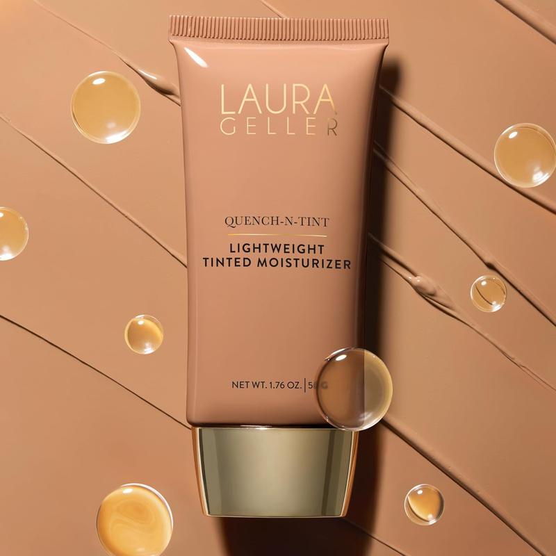 LAURA GELLER NEW YORK Quench-n-Tint Hydrating Foundation - Light Medium - Sheer to Light Buildable Coverage - Natural Glow Finish - Lightweight Formula with Hyaluronic Acid