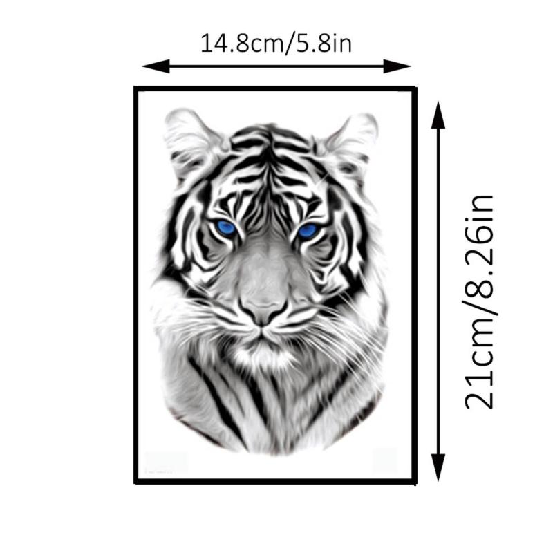 Blue Eye Tiger King Pattern Temporary Tattoo Sticker, 1 Count Waterproof Long Lasting Fake Tattoo Sticker, Body Art Sticker for Men & Women