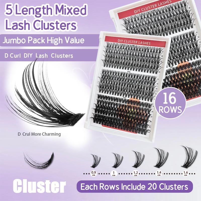 Individual False Eyelashes Kit, 1 Box Mixed Length & Styles Natural Look Eyelash Extensions, Self Grafting Curl Eyelashes, Eye Makeup Enhancement Tool, Christmas Gift