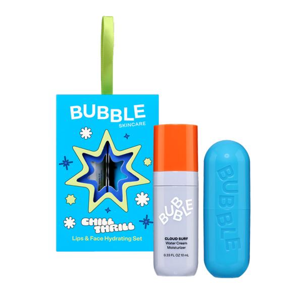 Bubble Chill Thrill Holiday Gift Set, 2-Piece Bundle with Cloud Surf Moisturizer (10ml) and Tell All Mint Message Lip Balm, Suitable for All Skin Types