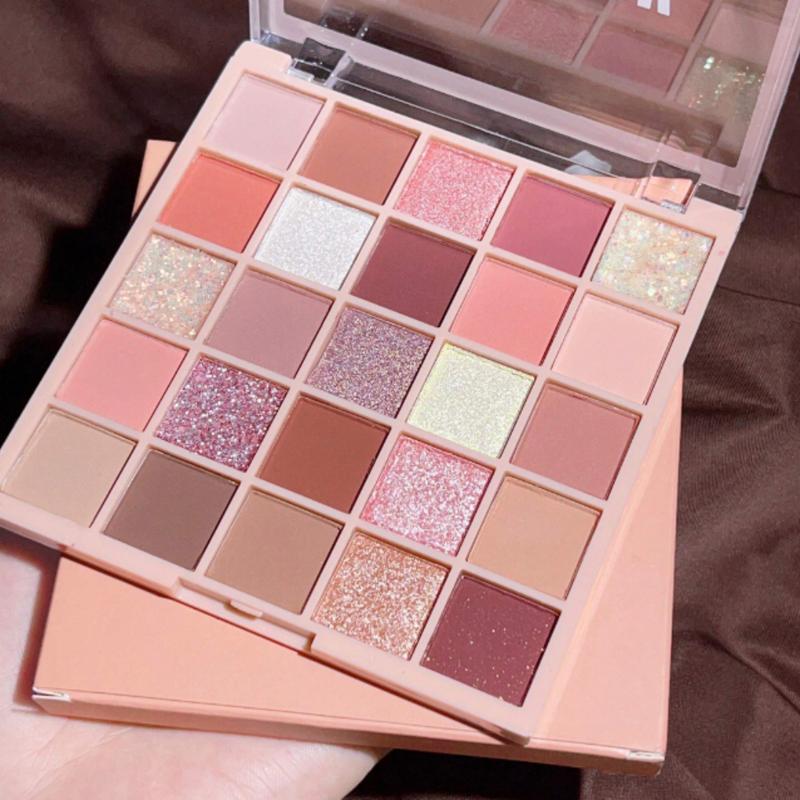 25-Color Eyeshadow Palette with Matte, Shimmer & Glitter for Daily Makeup - Waterproof and Sweatproof, Earth Tone - Cosmetic