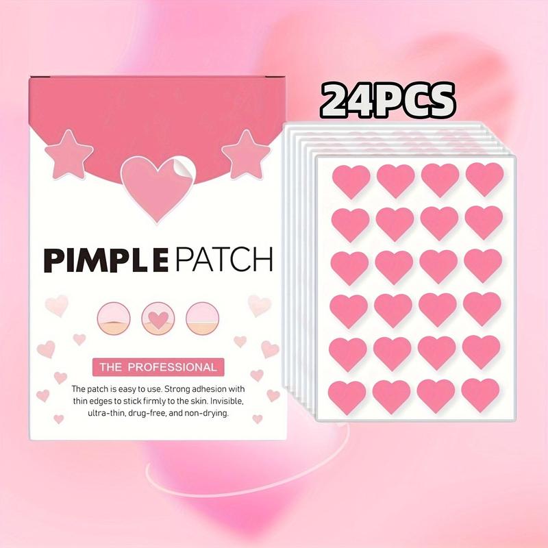 Heart Shaped Acne Patch, 24pcs set Invisible Acne Covering Sticker, Pimple Patch, Facial Skin Care Product for Women & Men, Christmas Gift