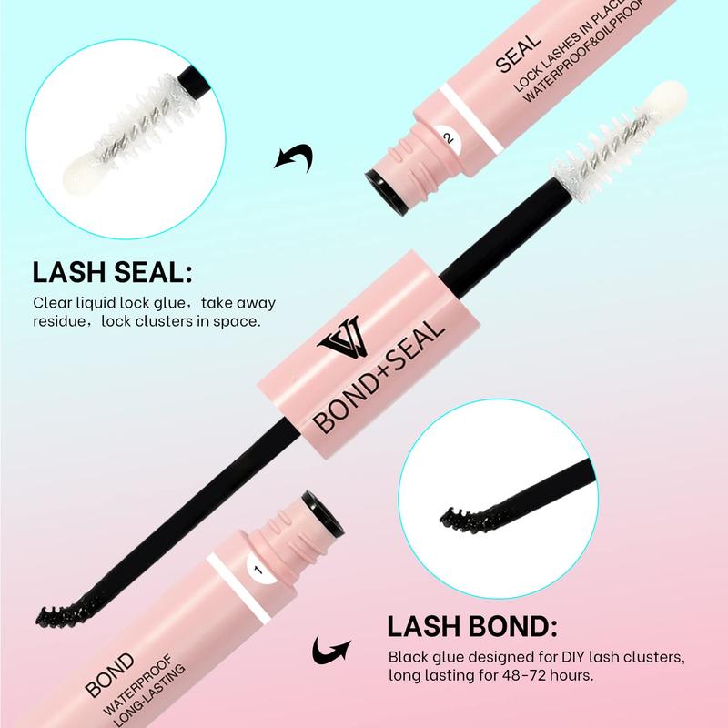 VAVALASH DIY Cluster Lash Kit, Lash Bond&Seal, Remover, Lash Tweezer for DIY Eyelash Extension at Home For Girl Make up Makeup Cosmetic Eyelashes Extensions