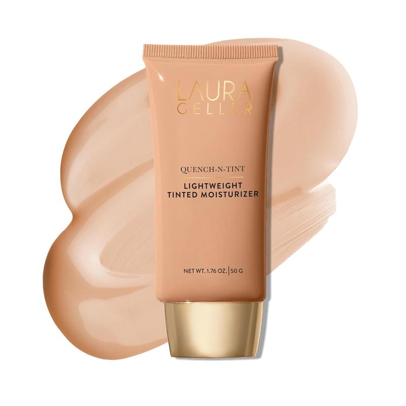 LAURA GELLER NEW YORK Quench-n-Tint Hydrating Foundation - Light Medium - Sheer to Light Buildable Coverage - Natural Glow Finish - Lightweight Formula with Hyaluronic Acid