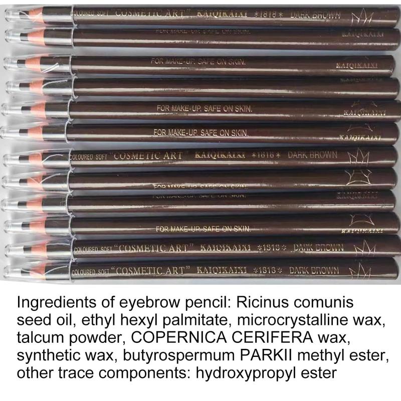 12 Piece Dark Brown Colour Waterproof Eyebrows Pencil Tattoo Makeup And Microblading Supplies Kit-Permanent Eye Brow Liners In Waterproof Eyebrow Pencils Peel - Brow Pencil Set For Marking(Dark Brown)