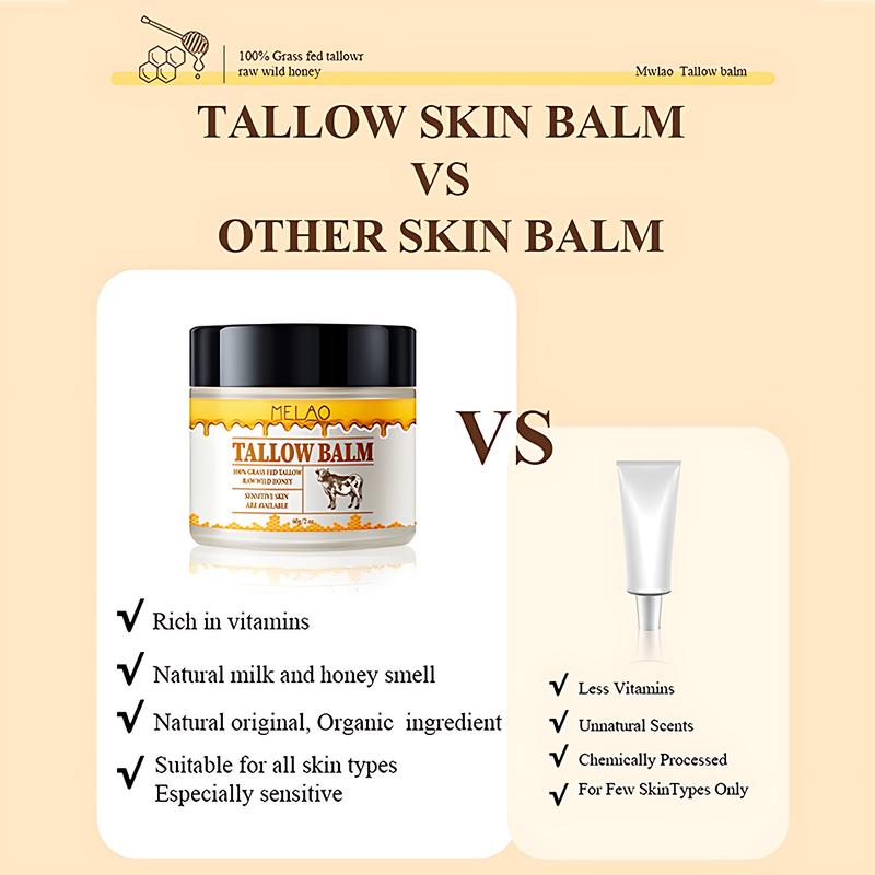 Organic Grass-Fed Beef TallowBalm with Raw Honey -Nourishing Cream forSoft, Radiant Skin - Handmade All-NaturalMoisturizer -2 oz Skincare glowy skin nourish cream