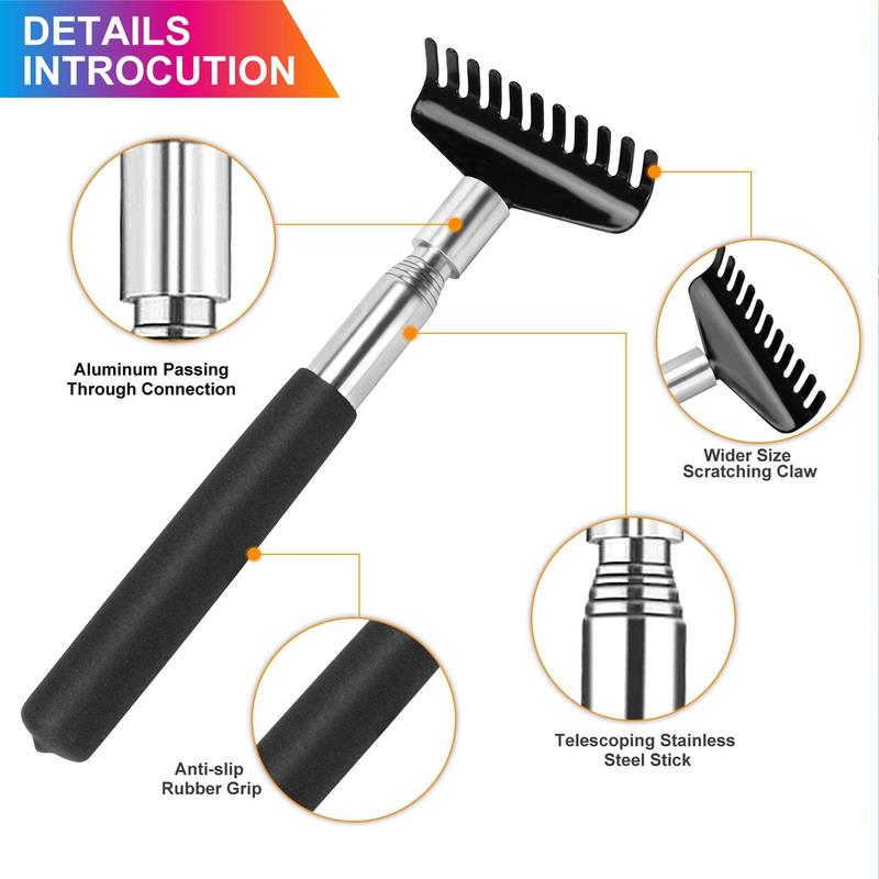 Portable Extendable Back Scratcher, Back Scratcher with Canvas Carry Bag, Manual Massage Tool for Men & Women Home & Travel