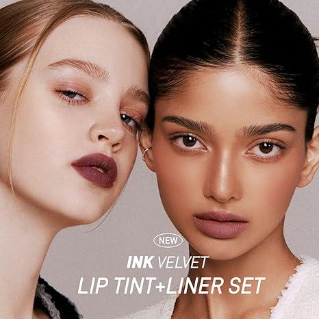 [PERIPERA Official Shop] PERIPERA Ink Velvet Lip Liner Set | Lip Tint + Lipliner | Long-Lasting Creamy texture | Velvet semi-matte finish | K-beauty