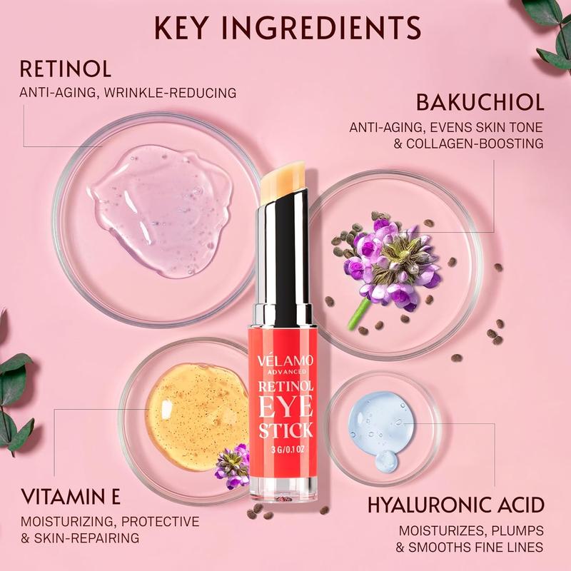 Velamo Advanced Retinol Eye Stick, Retinol Eye Cream, Brightening Eye Balm for Fine Lines & Dark Circles, Visible Results in 3-4 Weeks