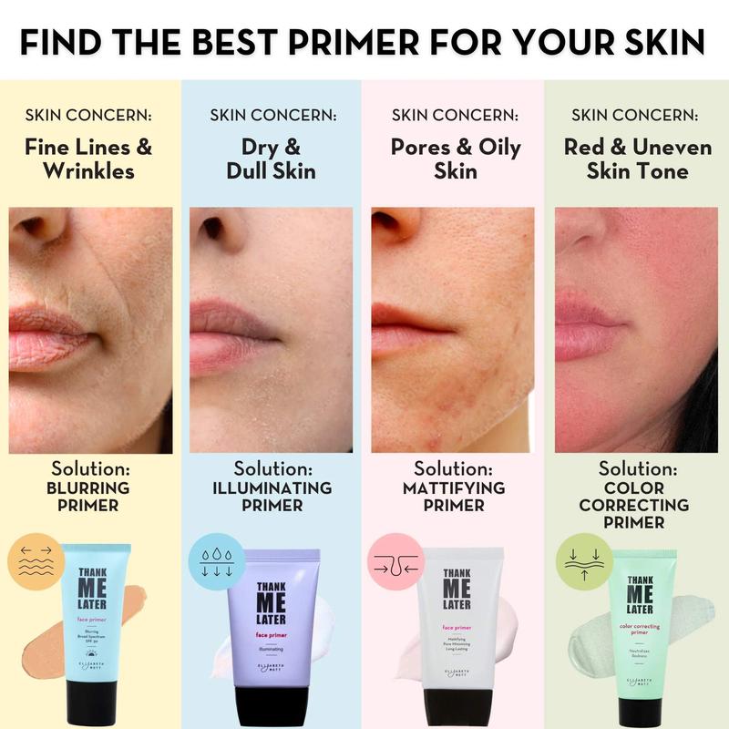 Elizabeth Mott Thank Me Later Face Primer - 4 Varieties Available. Matte, Illuminating, Color Correcting, and Blurring Varieties for Every Skin Need