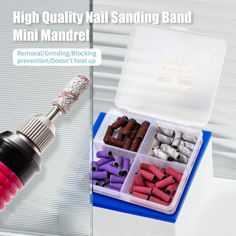 Mini Nail Sanding Bands with Mandrel, Nail Drill Bits Sand Rings, Dead Skin Nail Gel Remove Milling Cutter for Manicure