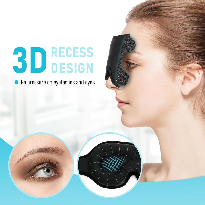 Blackout Eye Mask for Sleeping, 3D Contoured Cup No Pressure Sleep Mask with Adjustable Strap, Ultra-Thin Sides Breathable Lightweight Soft Eye Cover