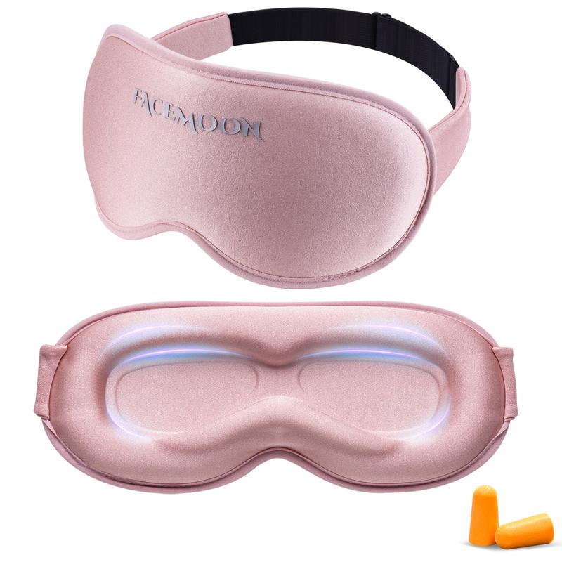 Weighted Sleep Mask for Women Men- Eyelash Extensions, FACEMOON Blackout Blindfold, 3D Contour, Cotton Memory Foam, Night Shift, Travel, Side Sleeper and Long Flight Essentials(Pink) Eye Mask