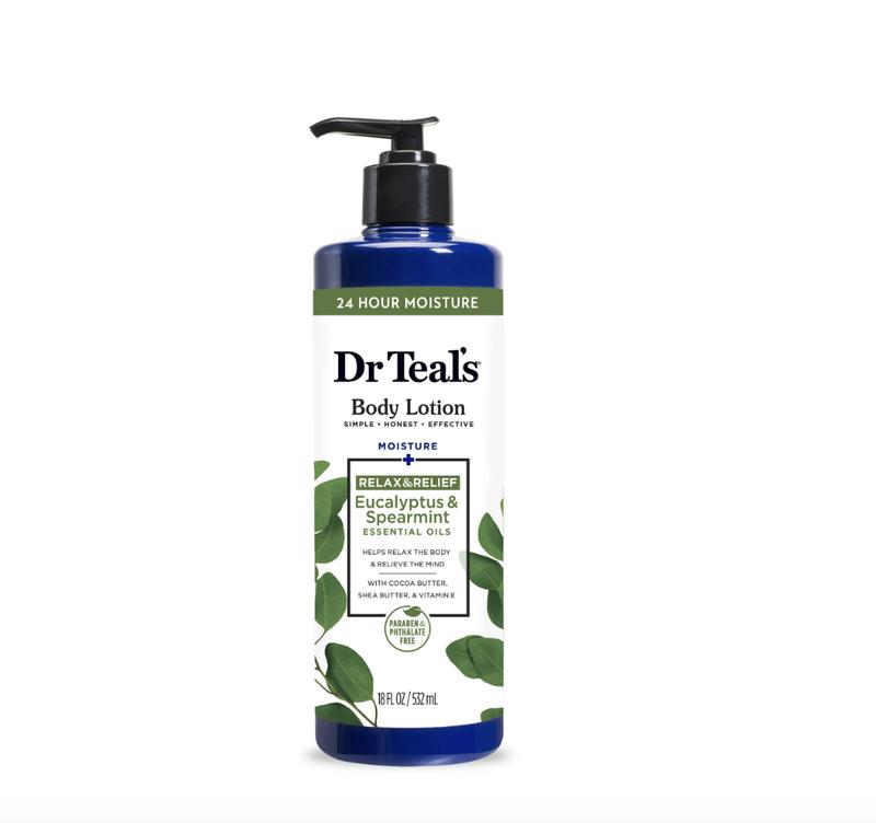 Dr Teal's Body Lotion, 24 Hour Moisture with Eucalyptus & Spearmint Essential Oils, 18 fl oz