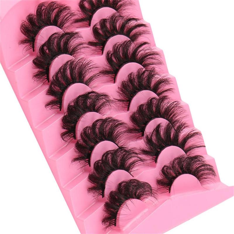 Fluffy False Eyelashes, 7 Pairs Natural Curling Eye Makeup Strip Lashes, Full Volume False Eyelashes for Women and Girls, Eyelash Extension Strip, Christmas, Christmas Gift