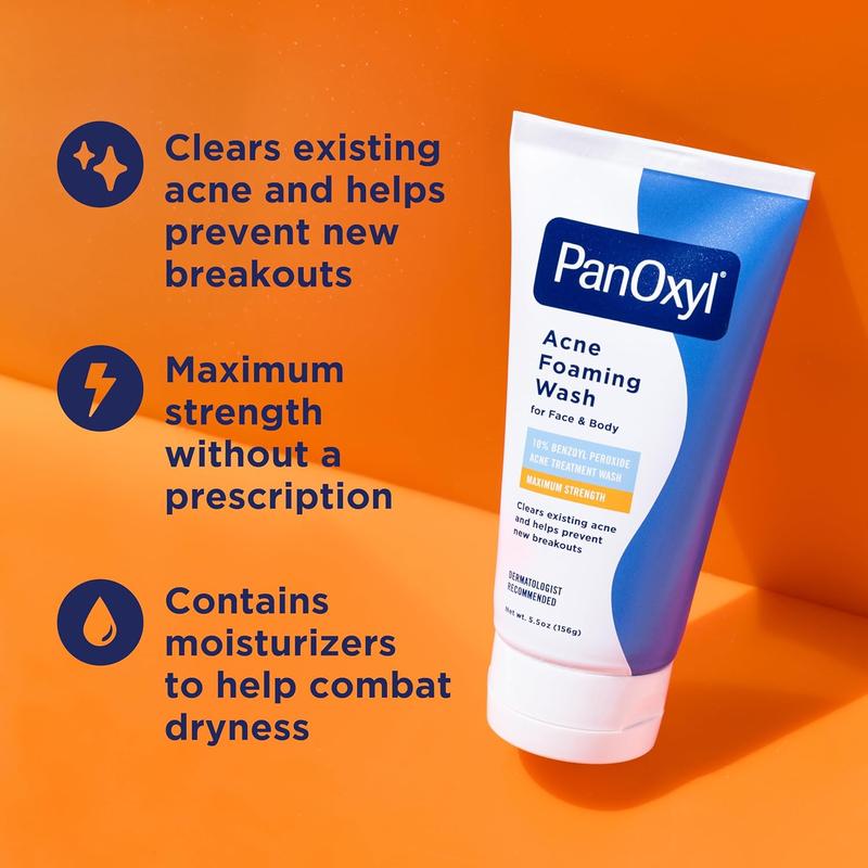 Panoxyl Acne Foaming Wash Benzoyl Peroxide 10% Maximum Strength Antimicrobial, 5.5 Oz Panoxyl