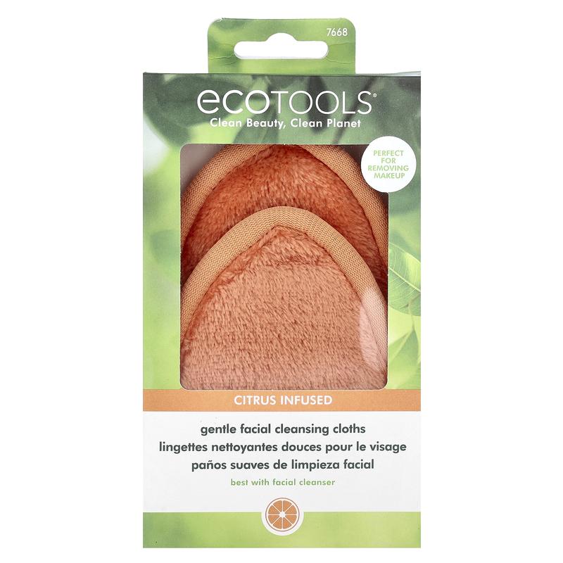 EcoTools Gentle Facial Cleansing Cloths, Citrus Infused, 2 Cloths