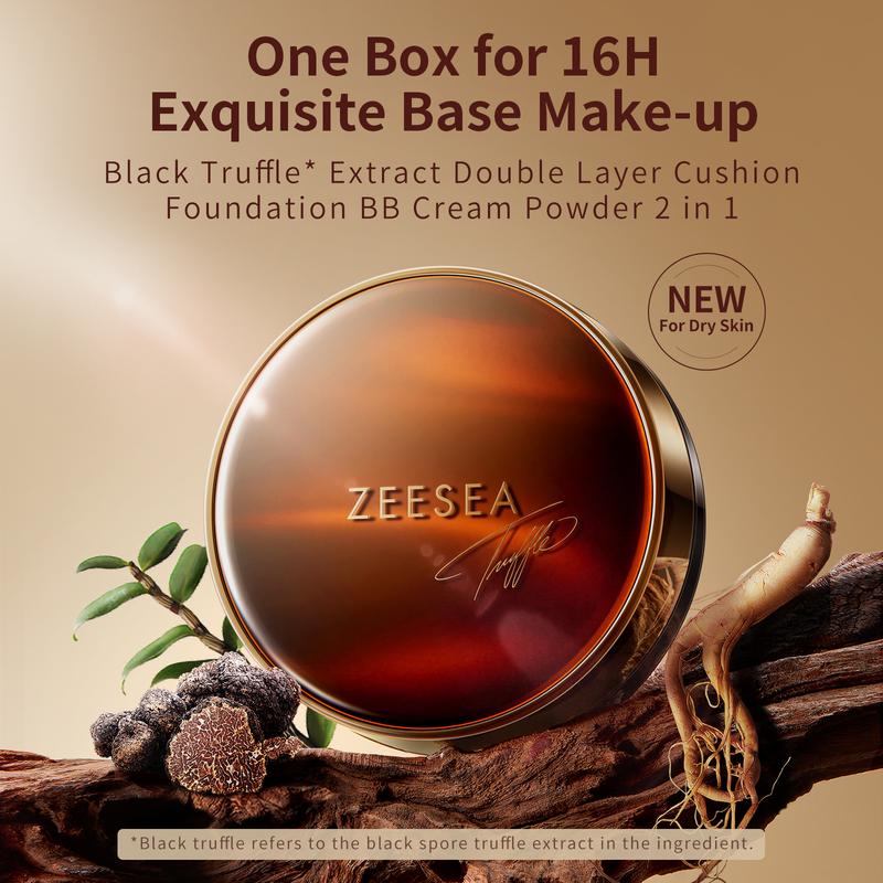 ZEESEA-Black Truffle Essence Double-layer Air Cushion Cream controls oil, shrinks pores, and has high concealing power for dry skin  Foundation Concealer Makeup