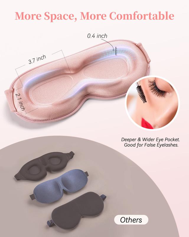 Weighted Sleep Mask for Women Men- Eyelash Extensions, FACEMOON Blackout Blindfold, 3D Contour, Cotton Memory Foam, Night Shift, Travel, Side Sleeper and Long Flight Essentials(Pink) Eye Mask