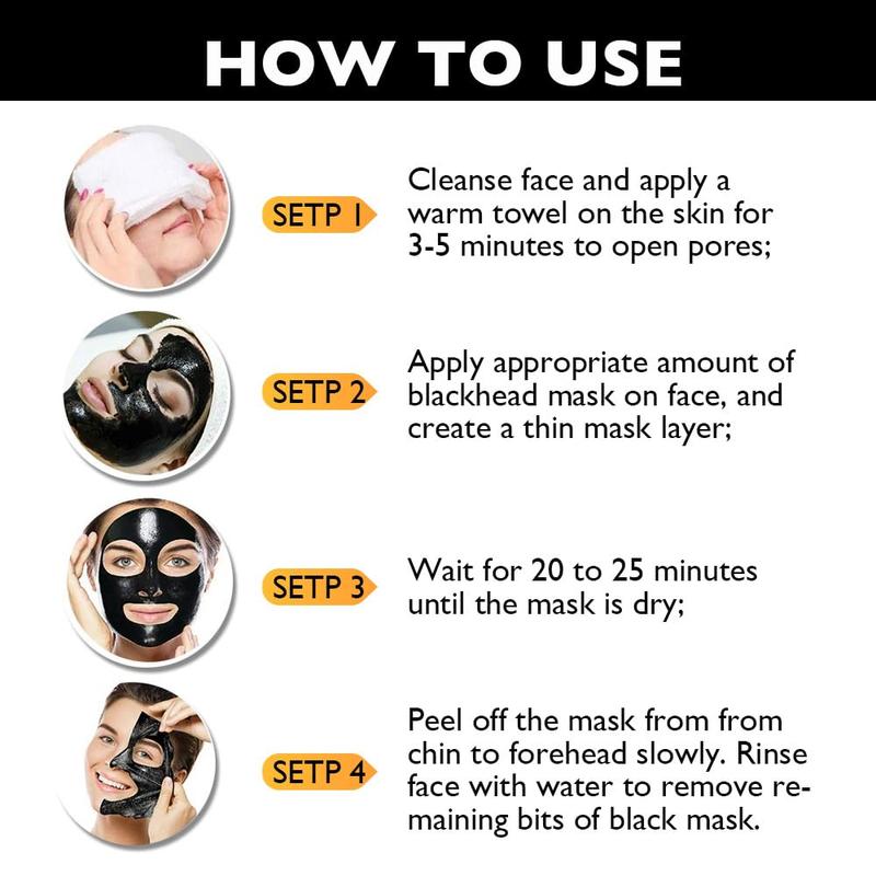 Black Head Remover Mask for face,Black Activated Charcoal Face Mask Skincare peel off, Peel off Face Mask for Blackheads and Pores Remover, Blackhead Remover Strip Facial Mask for All Skin Types, 120g