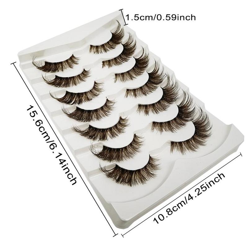 8D Fluffy False Eyelashes for Eyelashes Extensions, Wispy Transparent Stem Brown Faux Cluster Lashes, Eyelashes Extensions, Natural Curling Eye Makeup Strip Lashes for Women & Girls Eye Extensions, Christmas Gift