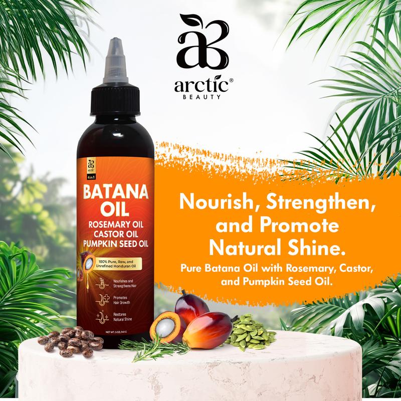 Arctic Beauty All-in-One Liquid Batana Oil (5 oz.) - 100% Pure and Unrefined Honduran Oil with Rosemary, Castor, & Pumpkin Seed Oil - For Scalp and Hair Health