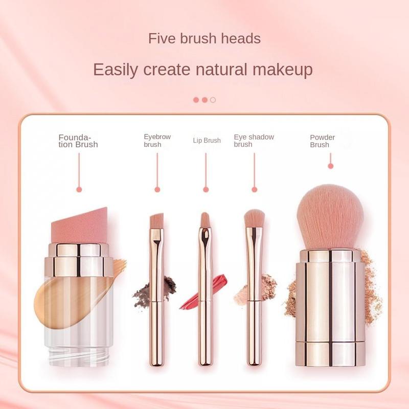 5 In 1 Multi-function Makeup Brush Set, Portable Makeup Tool For Outdoor Travel, Makeup Tool for Women and Girls