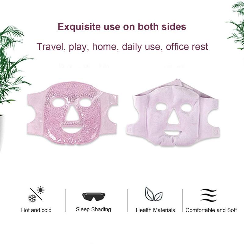 Hot and Cold  Full  Gel Mask, Ice Mask for Woman Man,Gel Beads Eye Mask&Compress   for , Puffiness, ,  & Overall  Care (Pink)