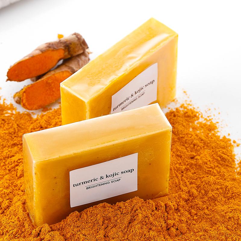 turmeric & kojic soap  - 100g , HandMade Brightening soap With Lemon Turmeric & Kojic Acid  for Men and Women,Rich foam, smells like lemon turmeric,Suitable for washing face, hands and bathing,Cleansing the skin