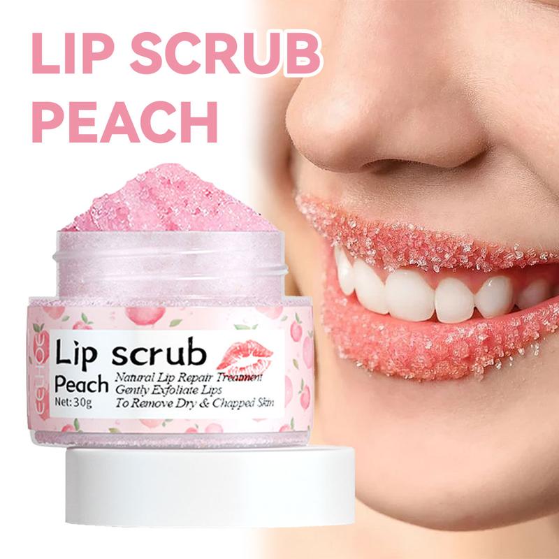 Peach Lip Scrub with Brush, Exfoliating Lip Scrub, Fade Lip Lines, Lip Care Product for Women & Girls, Skincare Products