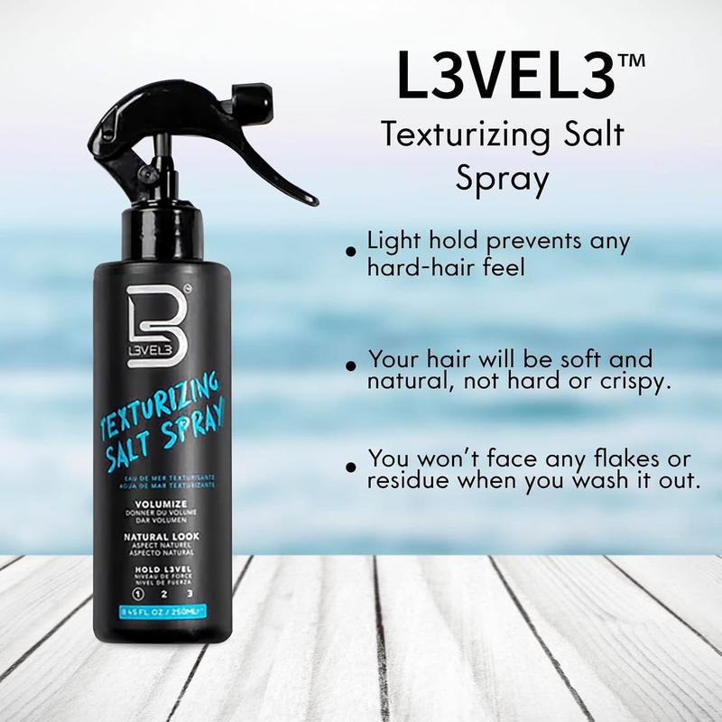 L3 Level 3 Sea Salt Texturizing Spray - Creates Beachy Waves and Texture - Casual Hair Finish Gel Haircare