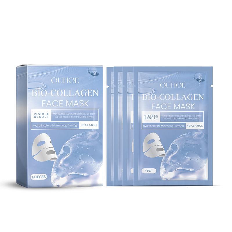 Collagen Face Mask, 1 Box 2 Boxes(4 Counts box) Moisturizing Facial Mask, Hydrating Face Mask, Face Care Product for Women & Men