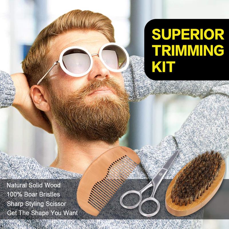 Black Friday Deal Beard Grooming Kit for Men,with Beard Shampoo, Beard Oil, Beard Balm, Beard Trimming Scissors, Beard Comb, Beard Brush,Storage Bag & Beard Apron | Beard Kit for Men Grooming and Care, Beard Men Gift Set