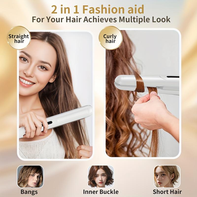 Cordless Hair Straightener Curling Iron, Mini Portable USB, Intelligent Temperature Control to Upgrade the Anti- scalding, Hair Care Anion Care Hair, Large- capacity Lithium Battery Lasting Life, Portable Charger, tymoring  pink Comfort