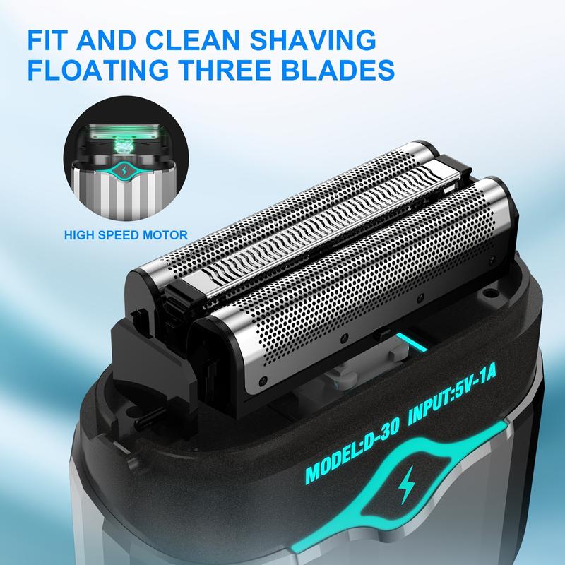 Men's Smart Reciprocating Beard Trimmer - USB Rechargeable, 3-Blade Electric Shaver for Wet Dry Use, Portable & Waterproof