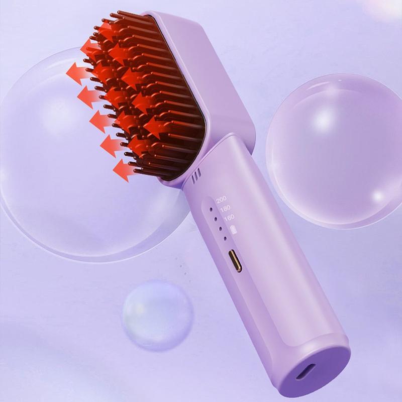 Hair Straightener Brush, Hair Straightening Comb Straightening Hot Air Brush for Women, Anti Scald & Heat Damage, Fast Heating,, Suitable for Home & Travel