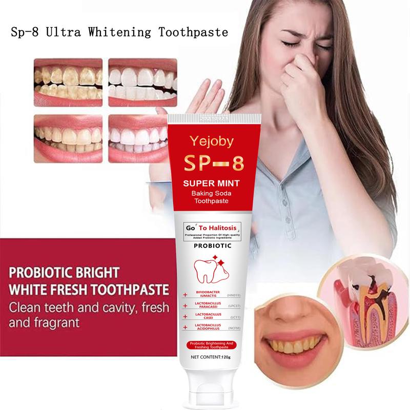 [Upgraded Version] SP-8 Probiotic Toothpaste, Free of Fluoride, Hydroxyapatite, Anti plaque, Oral Health Management triple whitening,SP-8,SP-6,SP8,SP6