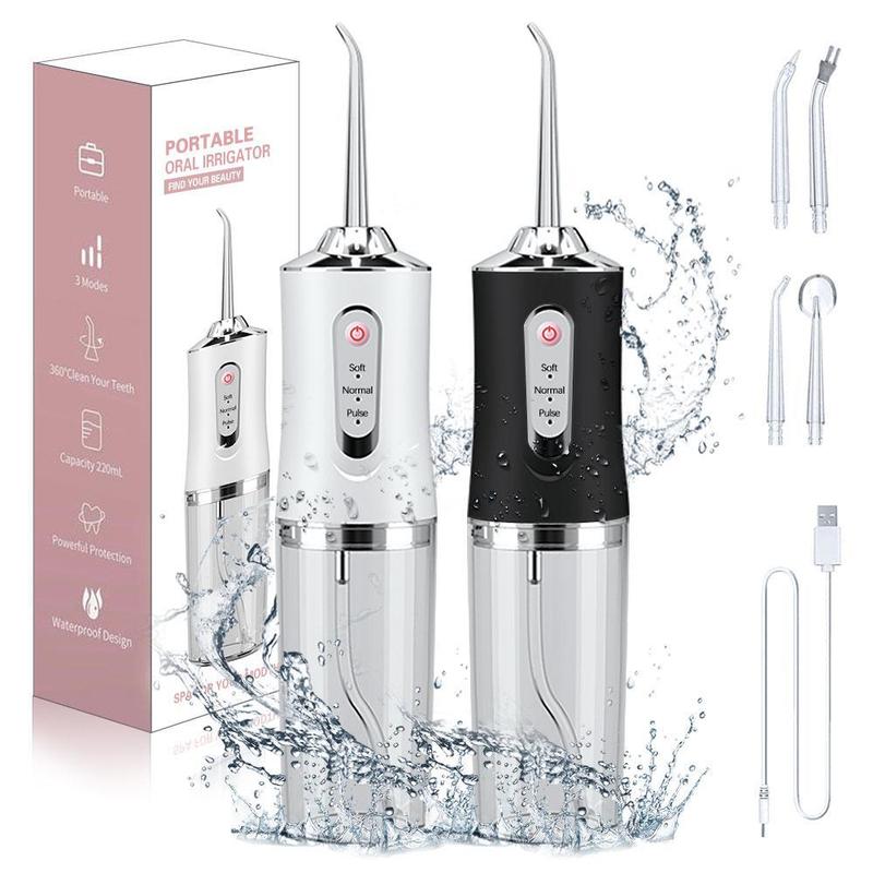 Water Flosser Portable-4 In 1, Cordless Water Flossers Oral Irrigator With DIY Mode 4 Jet Tips,IPX7 Waterproof, with 3 Cleaning Modes 4 Jets Cordless Clean Your Tooth Pink Mini Burst Stronger Powerful for Teeth, Travel Oral Care USB Rechargeable