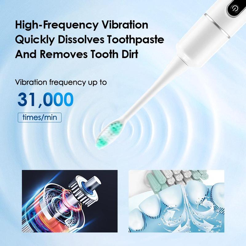 6-speed Adjustment Electric Toothbrush with Replacement Brush Head, 1 Set Waterproof Type C Charging Deep Cleansing Protecting Gums Toothbrushes for Adults