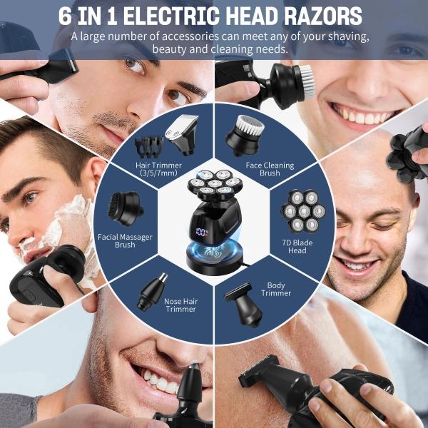 BaldMaster Pro Black Edition 6-in-1 7- Head shaver: waterproof - Best Head Shave of 2024 All-in-One Comfort by BALD DAD DUDES