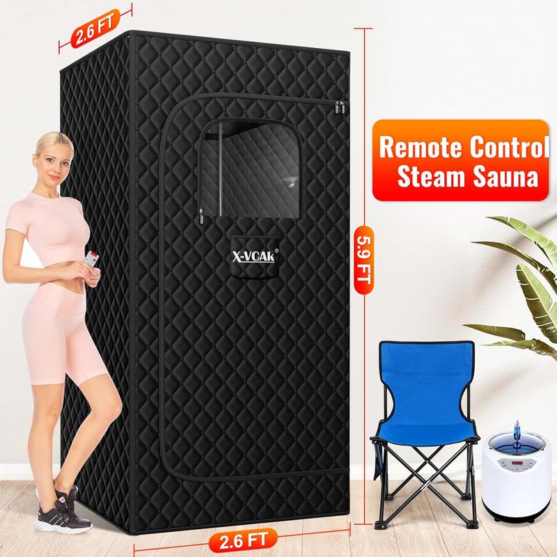 Portable Steam Sauna Box with 2.6L Steamer and 9 Levels for Home - Sauna Tent (2.6' x 2.6' x 5.9')