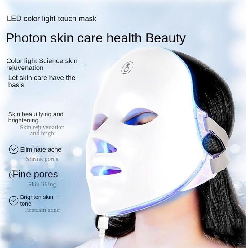 LED Light Facial Mask Machine, 1 Count Rechargeable Facial Skin Care Mask, Professional Facial Beauty Instrument for Home & Spa Use