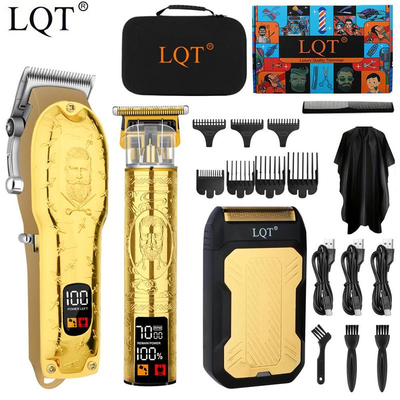 Professional Hair Clipper Set, 1 Set Rechargeable LCD Display Electric Hair Trimmer with Limited Comb & Charging Cable & Cleaning Brush & Gift Box Great for Men