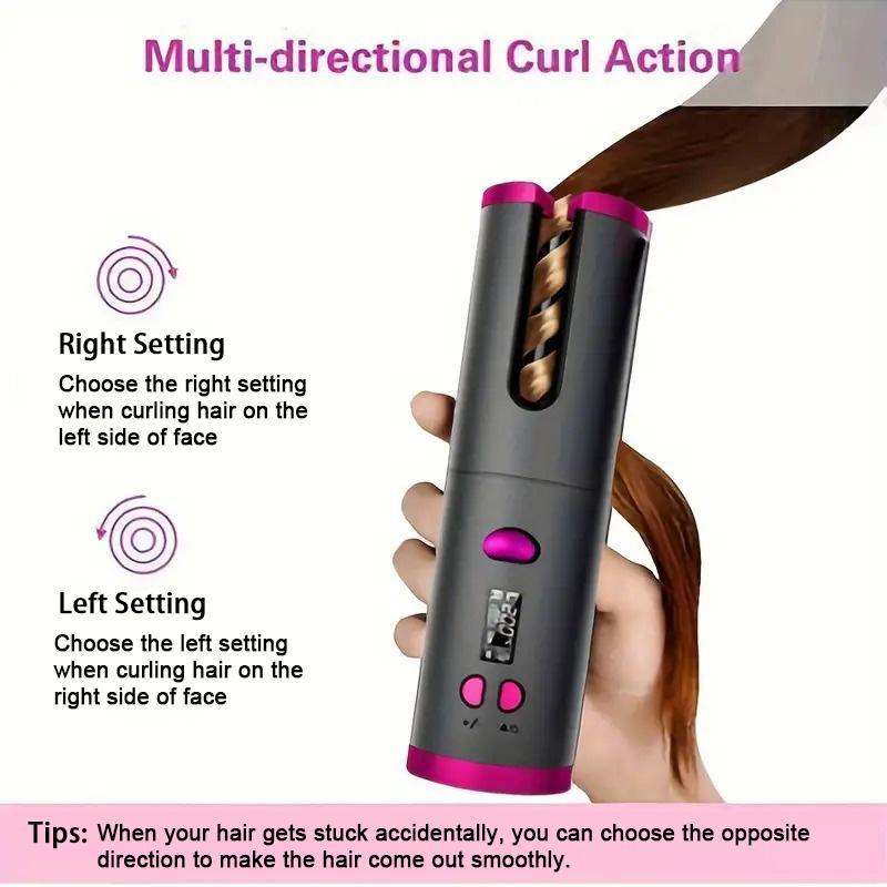 Automatic Curling Iron, 1 Box Cordless Hair Curler, Auto Hot Tools, 6 Temperature & Timer Settings, Portable Ceramic Travel Curling Wand